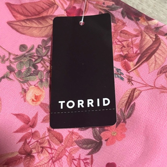 Torrid Dress Women's 2X PINK Mini Clip Floral Square Neck Tiered $85 NEW - Picture 7 of 10